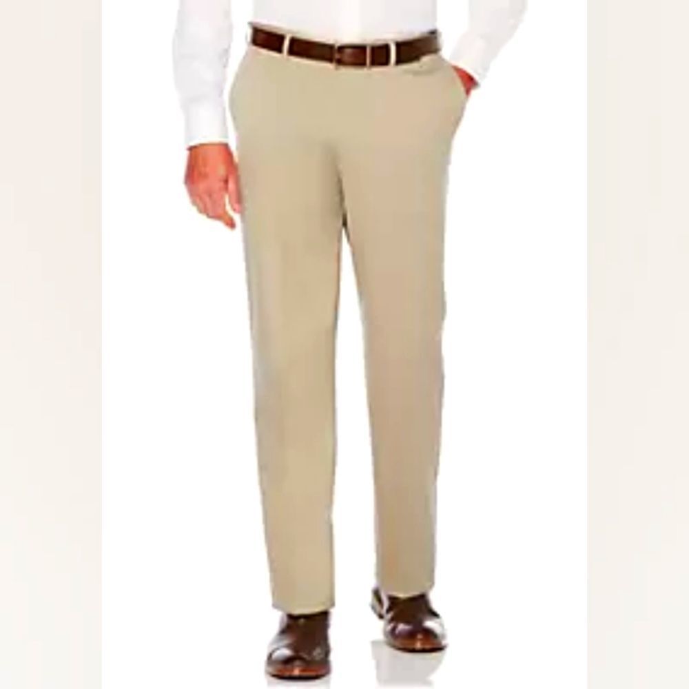 Savane® Mid Khaki Ultimate Performance Flat Front Chino Pants 34 x 32  8 0279